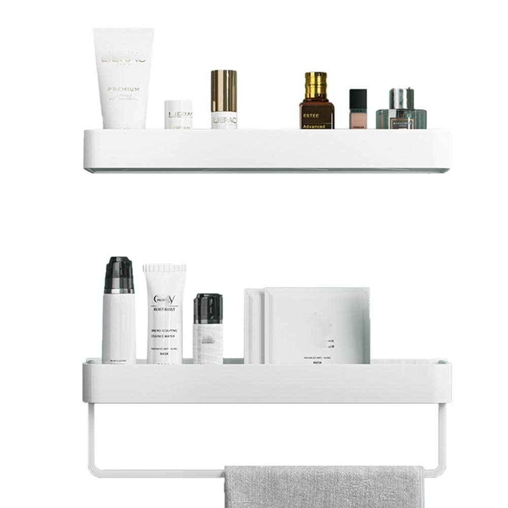 Étagère de bain sans perçage en aluminium blanc à 2 étages pour rangement douche
