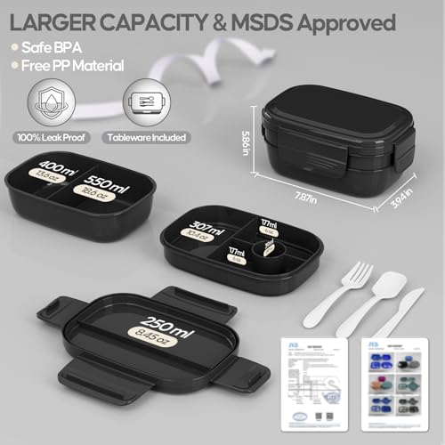 Bento Lunch Box Set with Lunch Bag, BPA-Free Bento Box with Built-in Utensils - image 2