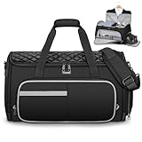 Ytonet Convertible Garment Bags for Travel, 50L Carry on Garment Duffle Bag for Men Women, 3 in 1 Suit Travel Bag Hanging Clothes for Business with Shoe Pocket, Waterproof Pocket, Black