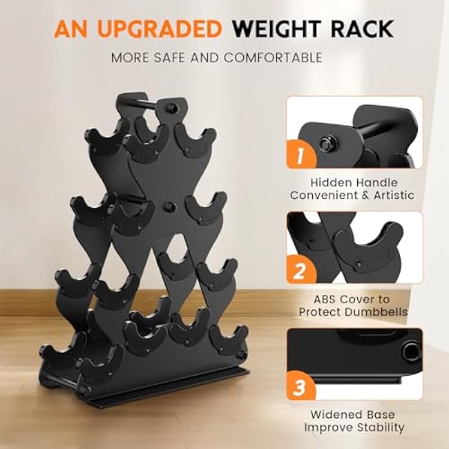 4-Tier Dumbbell Rack Stand Only | Space-Saving Weight Rack for Home Gym, Hand Weight Rack Dumbbell Storage for Dumbbell Set (3-15 LB), Durable Metal Stand with Easy Assembly (Dumbell not Included)