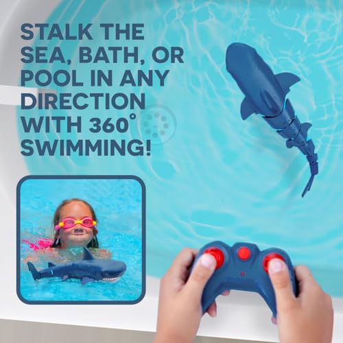 Terra by Battat – Remote Control Shark – Bath & Pool Shark Toy – Water Toys – Electronic Great White – 6 Years + – Great White