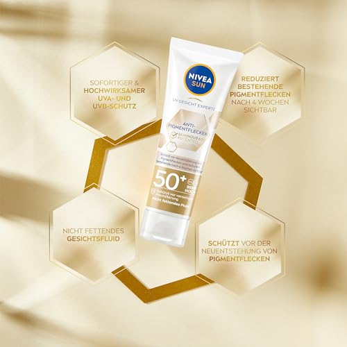 NIVEA SUN UV Gesicht Experte Anti-Pigmentflecken Sonnenschutz LSF 50+, nicht fettendes Sonnencreme Fluid mit patentiertem Thiamidol, Gesichtspflege mit Hyaluron und Vitamin E (40 ml) – Bild 3