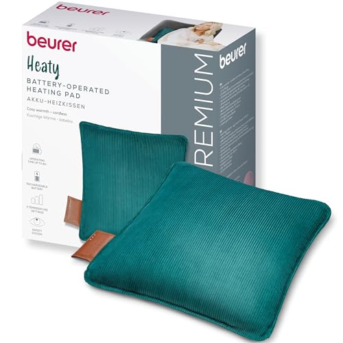 Beurer Heaty Heizkissen, kabelloses Heizkissen mit Akku, Wärmekissen mit Abschaltautomatik und 3 Temperaturstufen, mit Schnellheizung, weicher...