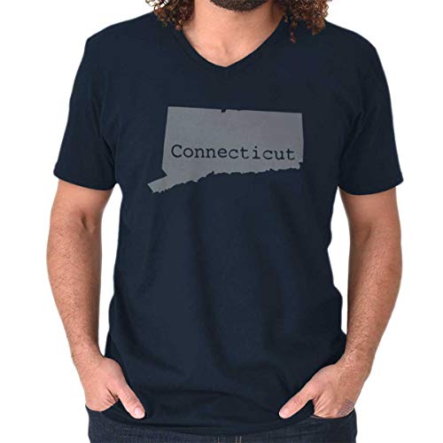 Connecticut State Map Shape Souvenir CT Gym V-Neck T Shirt Navy