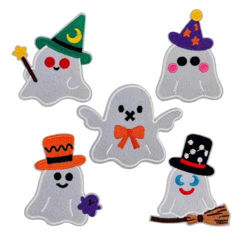 Image of 6 Pcs Cute Ghost Embroidery Patch - Halloween self-Adhesive Patches for DIY Crafts, Clothing, Bags, Hats, Durable, Self-Adhesive Backing, Ideal for Halloween, Spooky Decor & More (Mix)