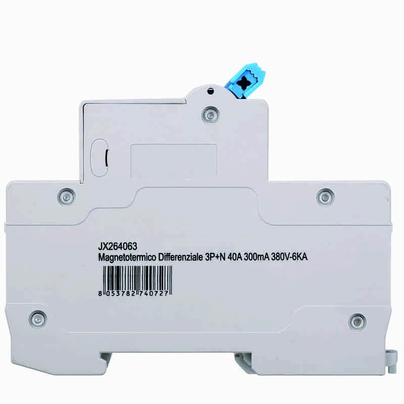 Interruttore Magnetotermico Differenziale 3P+N 40A 300mA 380V-6KA 300mA per Guida DIN - 4 Moduli DIN - Protezione Circuiti e Sicurezza Impianti