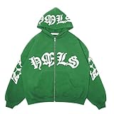 Generisch Jersey vintage de gran tamaño para mujer | Sudadera de manga larga con cremallera | Sudadera con capucha suave y agradable para la piel para familiares y amigos, verde, XXL