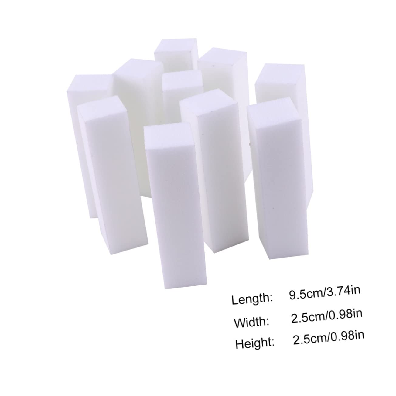 FRCOLOR 10Pcs Nail Polishing Block Four Sided Nail Buffer File Sponge for Manicure Salon Use for Natural False Nails White Nail Art Supplies