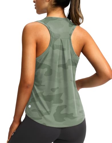 Image of Women's Workout Tops Racerback Athletic Tank Tops Sleeveless Loose Fit Yoga Running Gym Shirts for Women