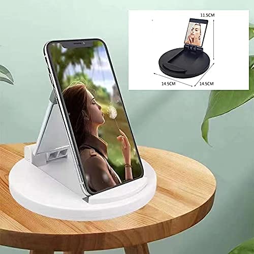 Universal Desktop Tablet Phone Holder Round Adjustable Angle Anti-Slip for Phone,Tablet Adjustable Angle View for Video Conference & Cooking,Compatible with All Android Phone with Mirror