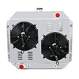 HKAUTOPART Radiator Compatible with 1966-1979 Ford Bronco F100 F150 F250 F350 4.9L 5.0L 5.8L 6.4L 6.6L 7.5L Pickup Truck l6 V8, 3 Row Full Aluminium Radiator + 2 x 12 Inch Fans + Shroud + Relay Kit