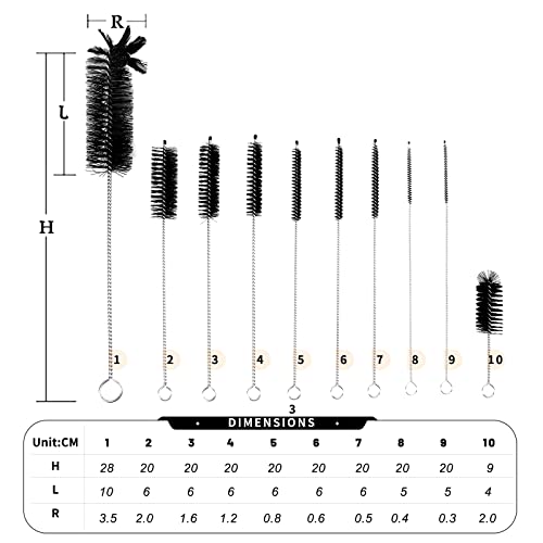 Bottle Cleaner Brush 10Pcs,Straw Cleaner Brush Extra Long,Flexible Bottle Brush With Elbow Brush For Cleaning Straws,Cup Cover,Pipes,Keyboards And Hard To Reach Areas #TOP2