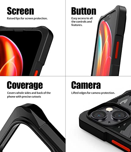 Goospery Z Bumper Crossbody Compatible With Iphone 14 Plus Case [Strap Included] Shock Absorbing Dual Layer Structure Tpu Edge Crystal Clear Pc With Strap Outdoor Design, Camo #TOP6