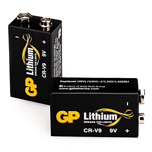 GP Baterías de Bloque LongLife Li MnO2 de 9 V, 2 Bloques de Litio de 9 V, Ideal como batería de Detector de Humo, Detector de Incendios, micrófonos, etc.