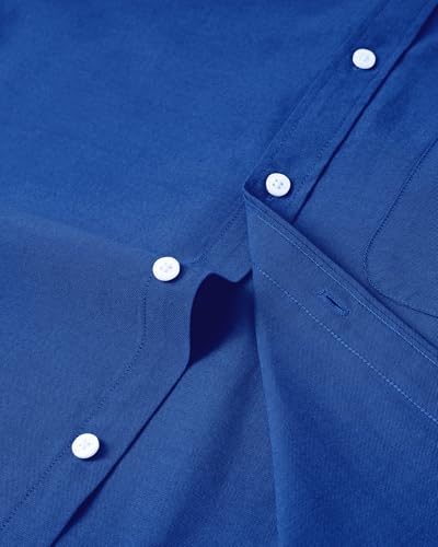 Image of Alimens & Gentle Mens Solid Oxford Shirt Long Sleeve Dress Shirt Work Casual Button Down Shirts with Pocket