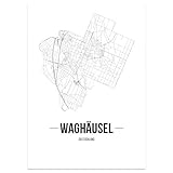 waghäusel bahnhof JUNIWORDS Stadtplan Waghäusel (Schrift B) in der Größe 30 x 40 cm auf weißem Hintergrund.