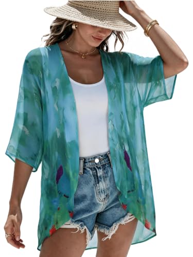 Image of CHICGAL Womens Floral Kimono Cardigan Beach Cover Up Casual Summer Tops