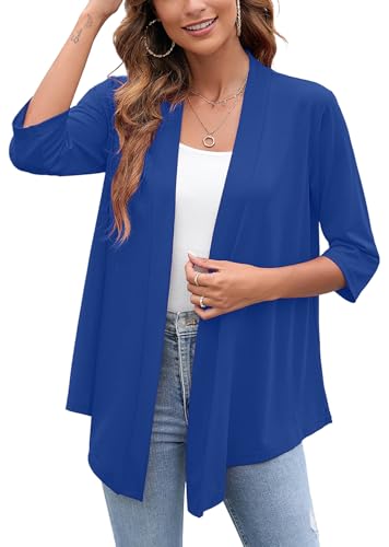 Image of Heymoments Women's Lightweight Open Front Cardigans 3 /4 Sleeve Casual Soft Drape Fall Cardigan S-2XL