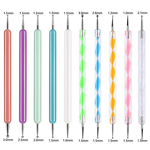 Abenkle 10Pcs Art Dotting Tools For Nail Art, Ball Tip Clay Tools Sculpting Pattern Tracing Stylus, Ball Embossing Stylu For Drawing,Painting Rocks Mandalas,Art Dot Tools #TOP1