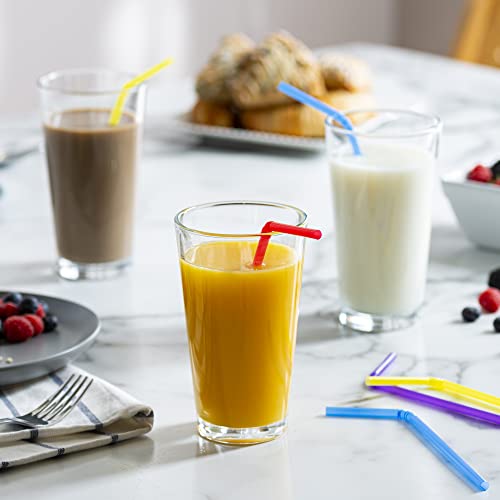 Image of Comfy Package [500 Count] Flexible Plastic Drinking Straws - Disposable Swizzle Sticks - 7.75 inchHigh - Assorted Colors