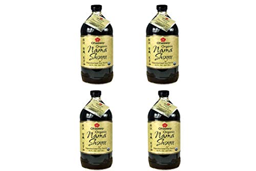 Ohsawa Nama Shoyu, Organic and Aged in 150 Year Cedar Kegs for Extra Flavor - Japanese Soy-Free Sauce, Low - Sodium, Non-GMO, Vegan, Kosher - 32 Fl Oz (4 Pack)