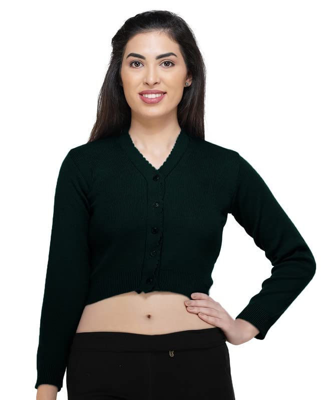 Image of Women Winter Wear V-Neck Full Sleeves Regular Fit Woollen Blouse