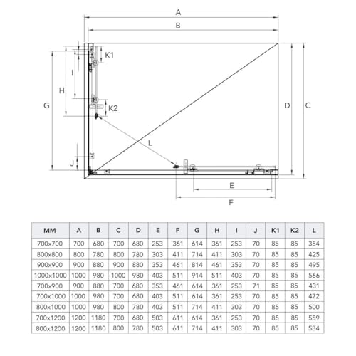 Miniatura 5 de Kiamami Valentina - Ducha 70x120 Con Apertura En Esquina, Transparente, Estructura De Aluminio Giada