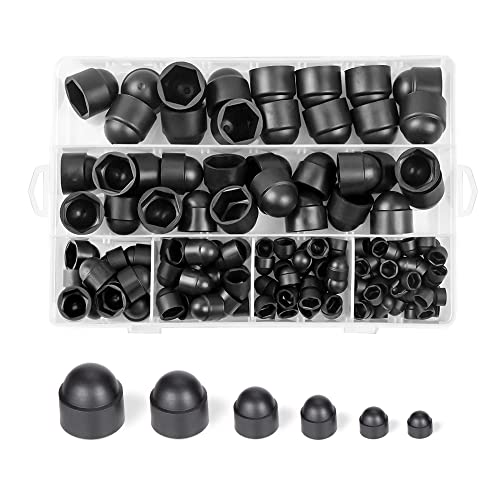 Bolt Dome Caps Rubber Hex Nut Cover M4 M5 M6 M8 M10 M12 Hex Hexagon Protection Cap Cover for Screws or Bolts 145pcs