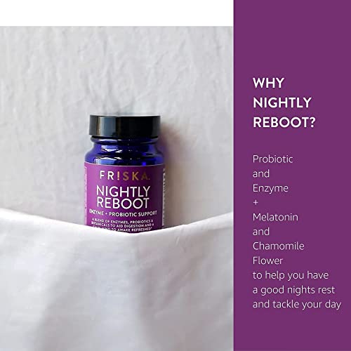 Friska Mens Daily & Nightly Reboot Probiotics Bundle | Digestive Enzymes & Probiotic Supplement | Male Health Support & Natural Sleep Aid | Gut Health | 30 Supplements Per Bottle | 60 Capsules #TOP6