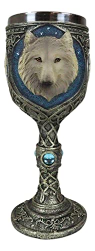 Ebros Royal Blue Celtic Knotwork Magic Remus Gray Wolf Wine Chalice Goblet Cup 7Oz Home Kitchen And Dining Decor Accessory Ceremonial Goblet For Direwolf Wolves Timberwolf Coyote Fans #TOP1