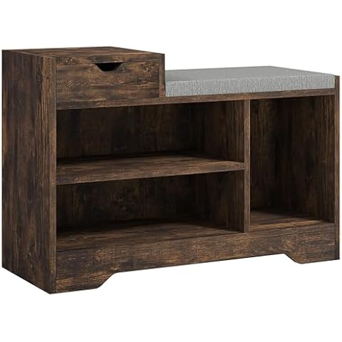 HOMCOM Rustic Brown Shoe Storage Bench Cover