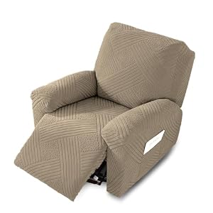 NORTHERN BROTHERS Recliner Chair Covers, Stretch Washable Slipcover for 1-Seat Reclining Chair, Non Slip Furniture Protector for Pets & Kids, Khaki
