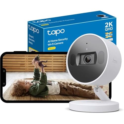Tapo Smart Security Indoor Camera, AI detection, Privacy Shutter, 2K QHD CCTV Camera, AI Image Enhancement, 140° Wide FOV, Night Colour Vision, Local and cloud storage, Magnetic Mounting (Tapo C125)