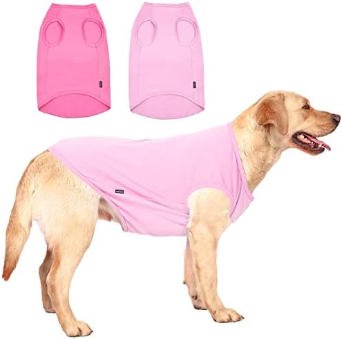 Sychien Dog Pink Shirt for Large Dogs,Blank Plain Pink Cotton Shirts for Labrador,XXL Pink Rose