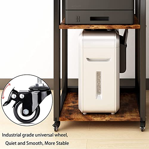 Miniatura 4 de Puncia Mesa Para Impresora Ajustable En Altura Soporte Para Impresión De 3 Niveles Con Ruedas Organizador De Papel Móvil De Madera Y Metal Estante De Almacenaje Retro Para Estudio Oficina Cocina