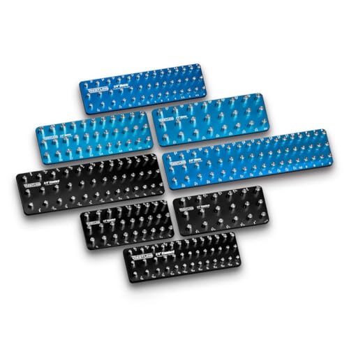 Westling USA Premium Aluminum 8 Piece Socket Tray & Organizer Set, Standard and Metric Sockets (Black/Blue, 3 Row)