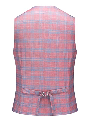 Mogu Men's Vest Slim Fit Plaid Waistcoat Size 30 Pink Vest #TOP1
