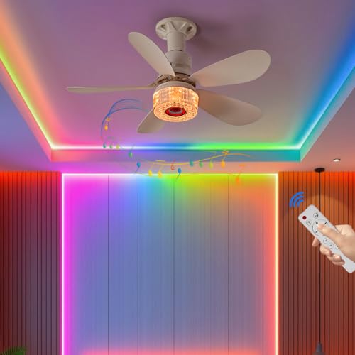 Ventiladores de techo con luces led regulables y música para dormitorios modernos 3