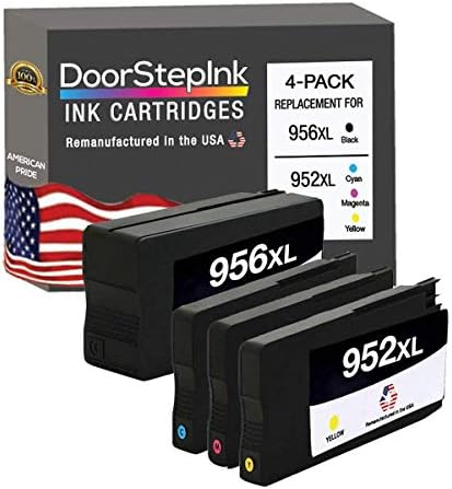 DoorStepInkRemanufactured in The USA Ink Cartridge Replacements for HP 956XL Black HP 952XL Cyan, Magenta, Yellow Set of 4 for OfficeJet Pro 7720 OfficeJet Pro 7730 OfficeJet Pro 7740