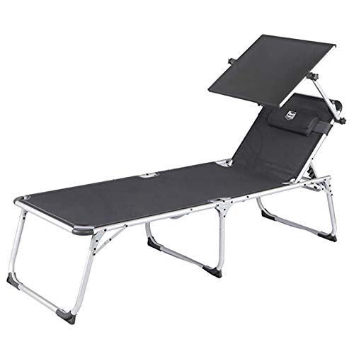 Timber Ridge Tumbona plegable portátil de aluminio para exteriores, respaldo ajustable, soporta hasta 300 libras, gris Cover