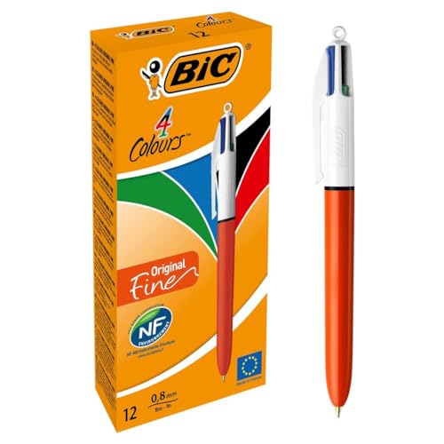 BIC 4 Couleurs stylo rétractable pour organiser vos notes de bureau et cours