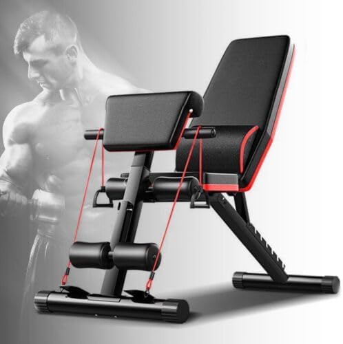 MEHOOSPVN Adjustable Weight Bench Workout Bench Press Foldable Incline Decline Exercise Workout Bench For Home Gym Sit Up Bench Perfect for Full Body Workout Fitness Bench Gym Equipment For Men, Black