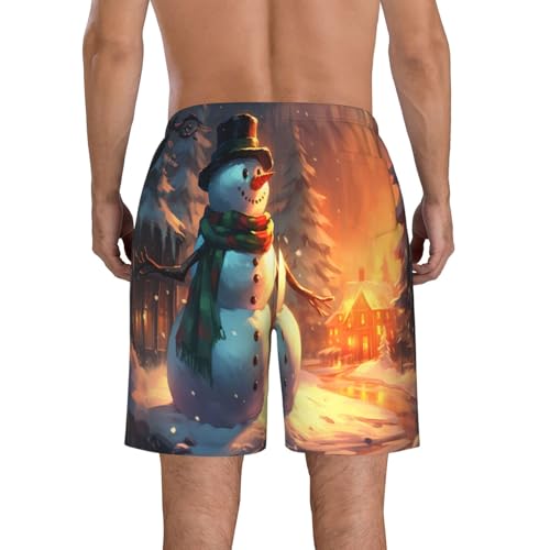 Christmas Village Men's Beach Pants-Quick-Dry & Comfortable Mens Beach Shorts for Men, Perfect for Surfing and Everyday Wear White3