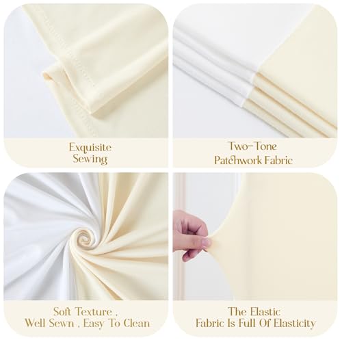 White and Beige Arch Covers 7.2FT Arch Backdrop Cover Wedding Arch Covers Stretchy Backdrop Spandex Arch Backdrop for Party Baby Shower Graduation Bridal Shower Photography Birthday Decoration by Tao-Ge - Used condition - Image 7