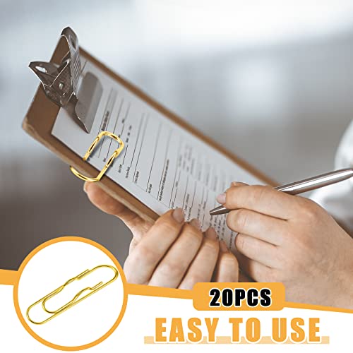 Sabary 20 Pieces Metal Pen Clips Multi Function Pencil Holder Clips Paper Clip Bookmarks Stationery Tool For Notebook, Journals, Planner, Calendars, Clipboard, Notes, Pictures (Gold) #TOP5