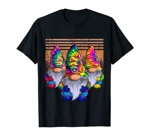 Tres gnomos hippie, gnomo de la paz, divertido diseño retro Camiseta