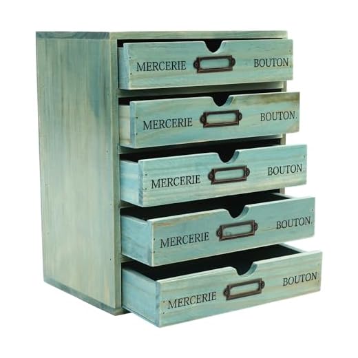 Owneed Cajonera con 5 cajones, caja grande de madera, cajonera de madera, 25 x 17,5 x 31 cm