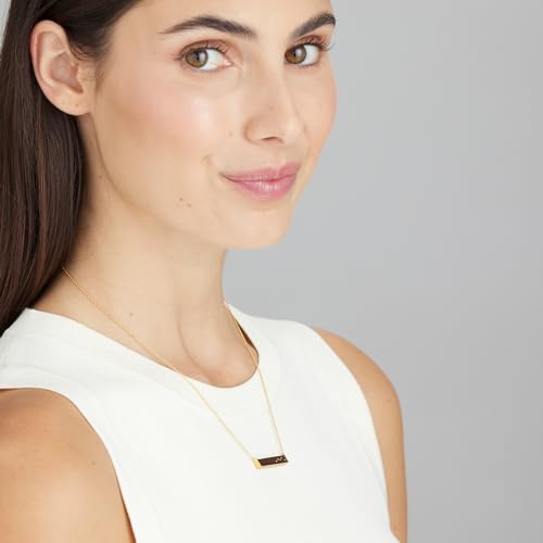 Wood Horizontal Bar Necklace with 5 Gold Inlays - 5th Wedding Anniversary Necklace Jewelry - Unique Traditional 5 Yr for Wife3