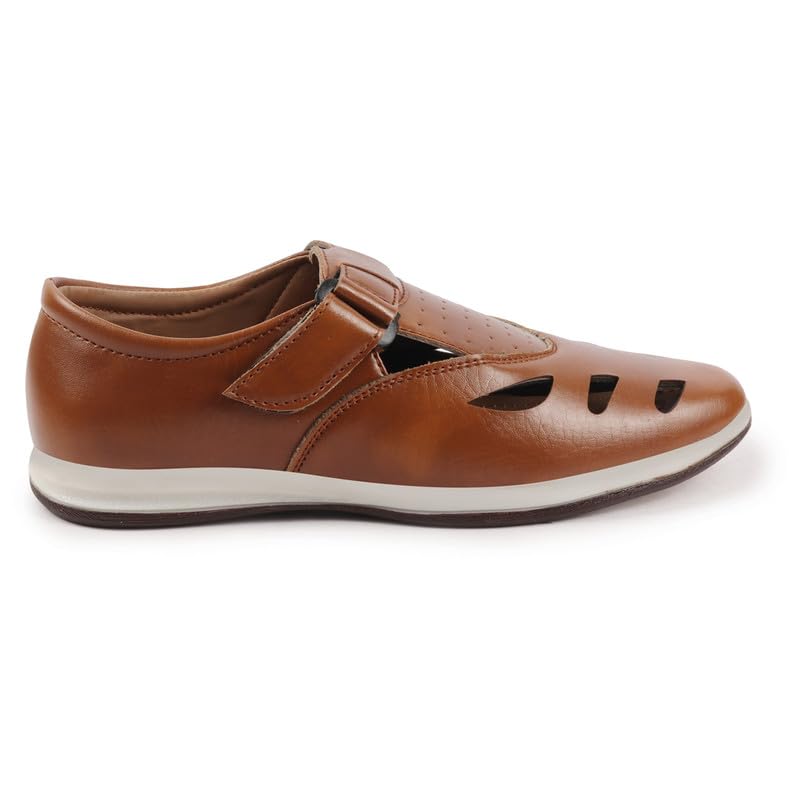 Image of FAUSTO Men's Laser Cut Design Perforated Day Long Comfort Hook and Loop Sandals