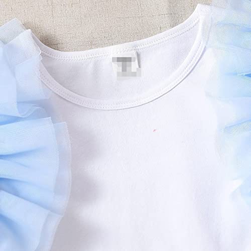 Saia tutu infantil infantil primavera verão tule malha renda manga curta top e saia de princesa para